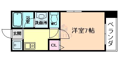 ニッショー福島(1K/4階)の間取り写真