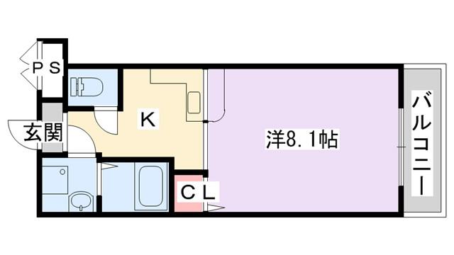 サン守口(1K/4階)の間取り写真