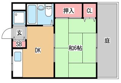 ハイム神田(1DK/1階)の間取り写真