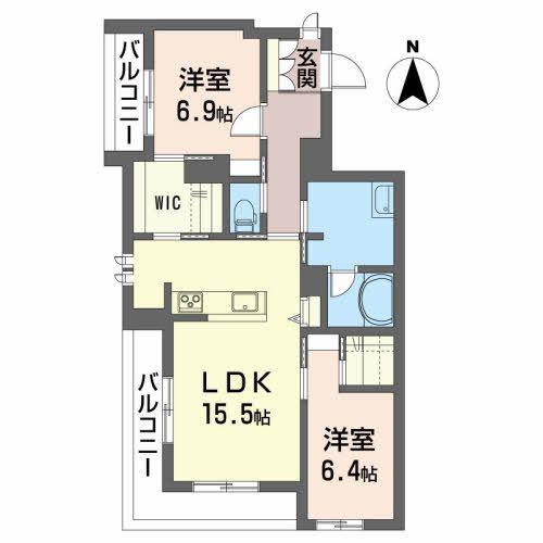 オリゾンIIID(2LDK/3階)の間取り写真