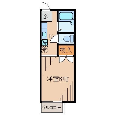 坂の上ハイツ(ワンルーム/2階)の間取り写真