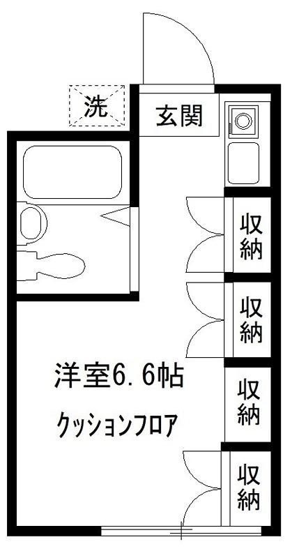 エバーグリーン向ヶ丘遊園(ワンルーム/2階)の間取り写真