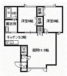グレイス緑町(2LDK/1階)の間取り写真