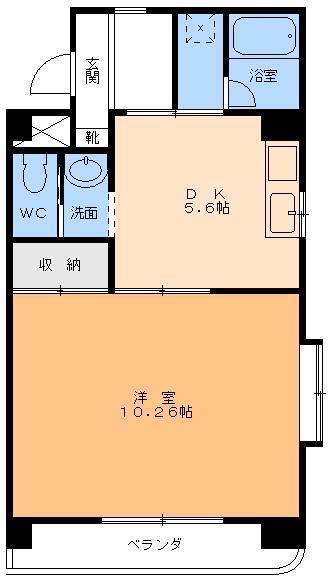 クオリア高砂(1DK/4階)の間取り写真