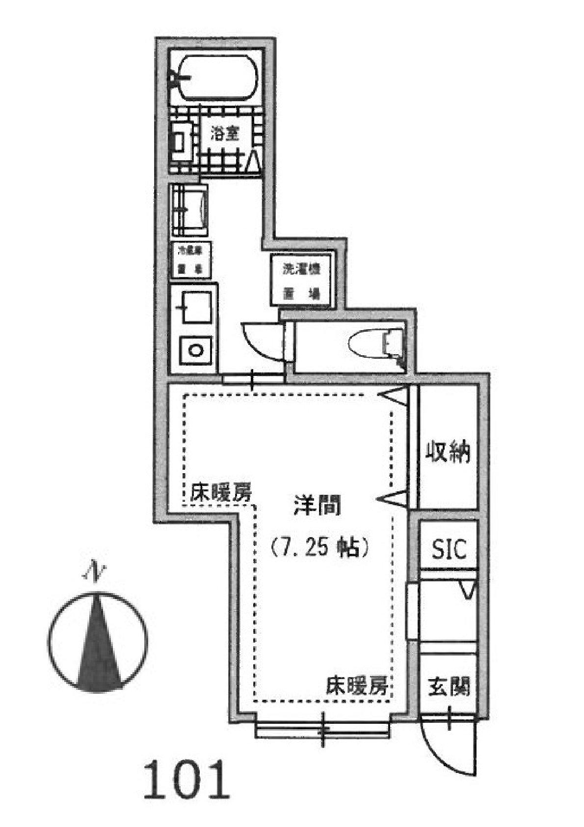 フラットミカド(1K/1階)の間取り写真