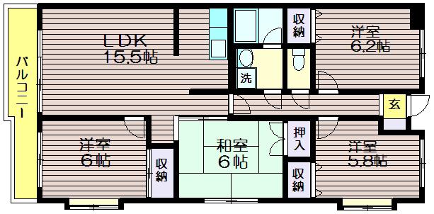 ロイヤルパレス(4LDK/3階)の間取り写真