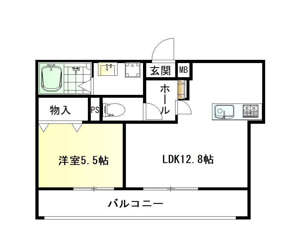 リオ・レジュール加古川(1LDK/3階)の間取り写真