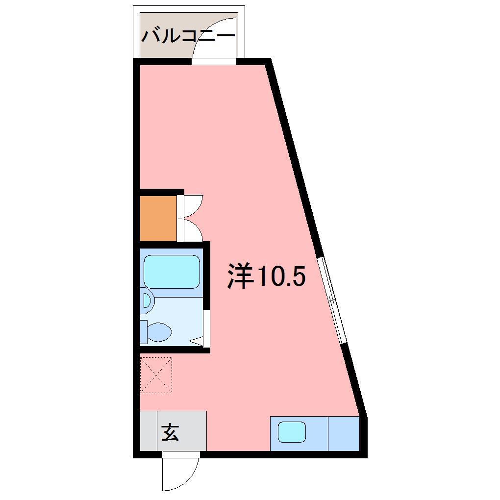 ピーチジョー県大(1DK/2階)の間取り写真