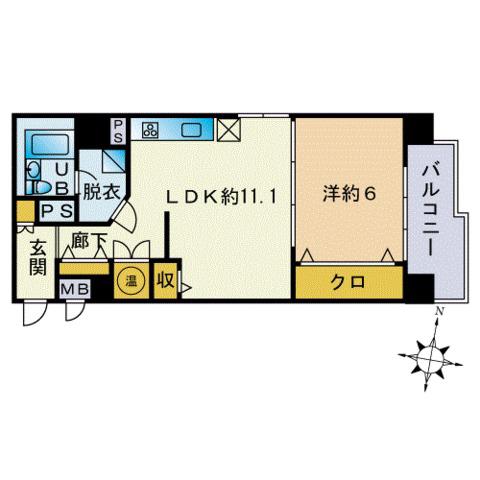 ライオンズマンション天神(1LDK/7階)の間取り写真