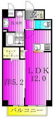 ルーチェV(1LDK/4階)の間取り写真