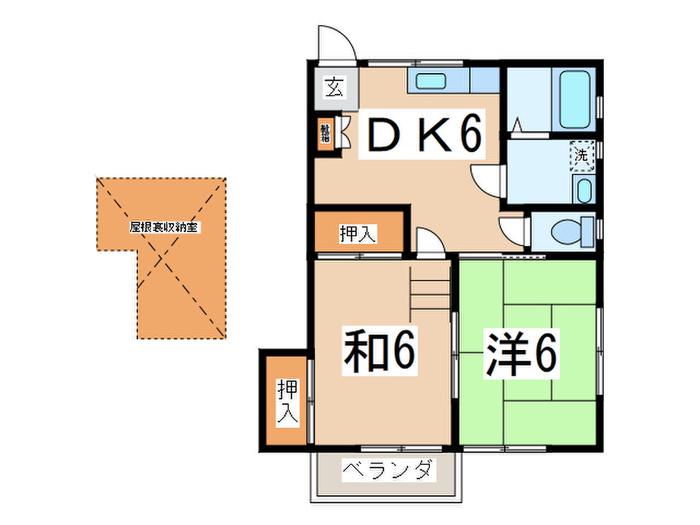 ヴィラアイリーニ(2DK/2階)の間取り写真