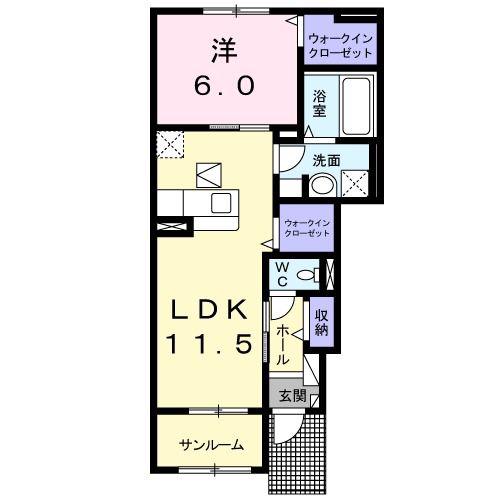 プランドールM VIII(1LDK/1階)の間取り写真