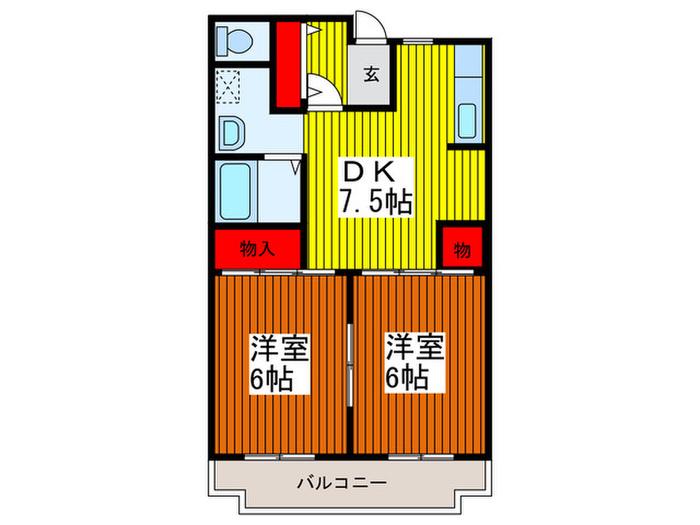 エスポワール増田(2DK/4階)の間取り写真