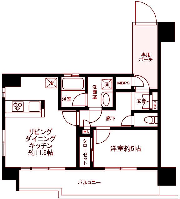 ミオカステーロ横濱吉野町ステーションフロント(1LDK/5階)の間取り写真