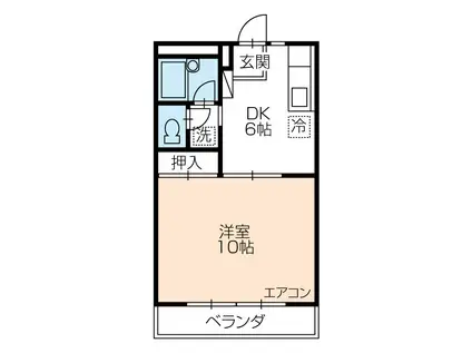 ウィステリアII(1DK/2階)の間取り写真