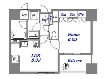 ルジェンテ目黒(1LDK/3階)の間取り写真