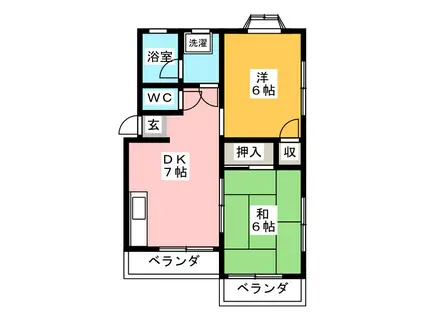 サンライズ静(2DK/2階)の間取り写真