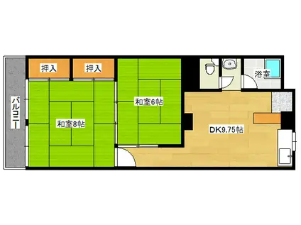下脇ビル(2LDK/4階)の間取り写真