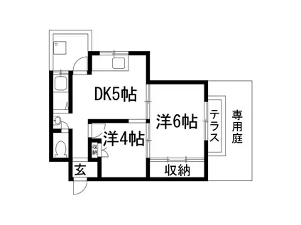 長楽園第二マンション(2DK/1階)の間取り写真