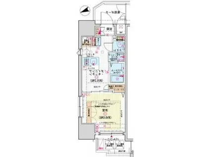 エステムプラザ愛宕虎ノ門レジデンス(1DK/2階)の間取り写真