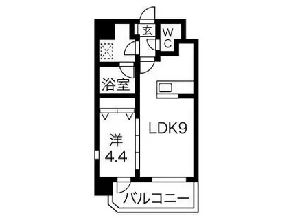 スプランディッド難波(1LDK/14階)の間取り写真