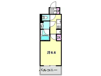 ファーストフィオーレ神戸湊町(1K/9階)の間取り写真