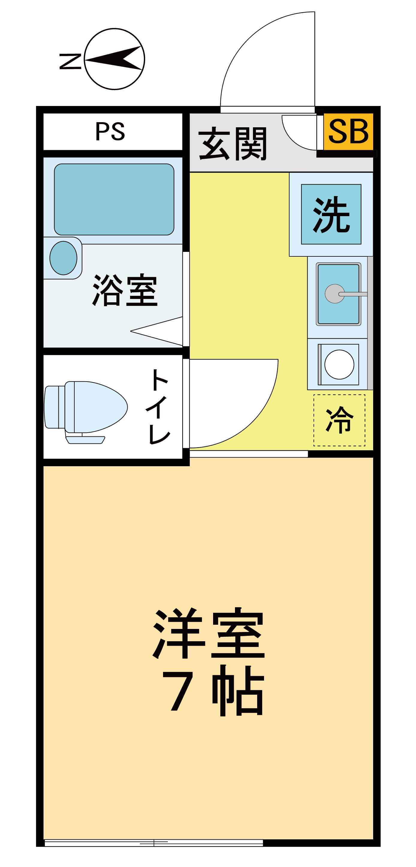ソレイユ国立(ワンルーム/1階)の間取り写真