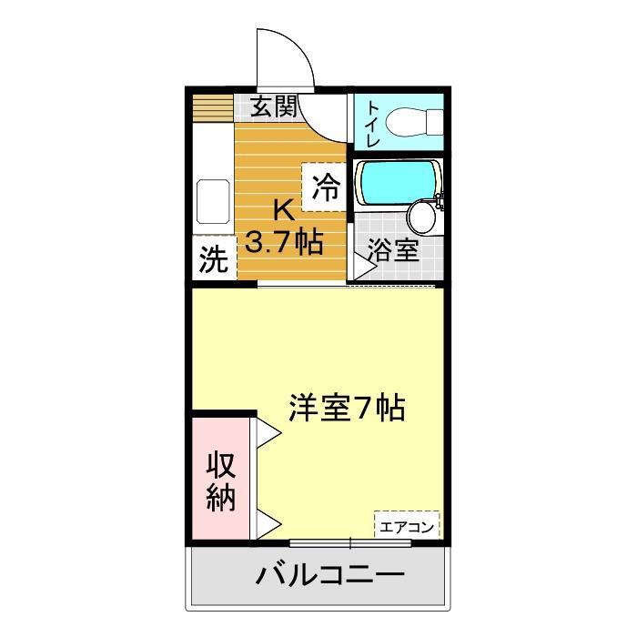 H・VIP(1K/3階)の間取り写真