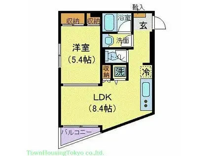 五本木アパートメンツ(1LDK/2階)の間取り写真