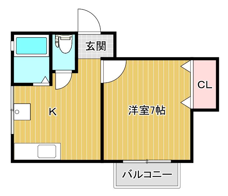 スマートネス小針台(1K/2階)の間取り写真
