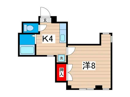 網元マンション(1K/3階)の間取り写真