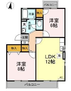 エクシード平野A棟(2LDK/3階)の間取り写真