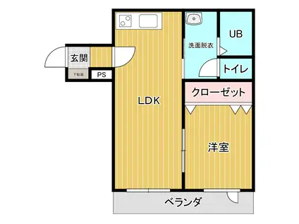 ケントBB(1LDK/2階)の間取り写真