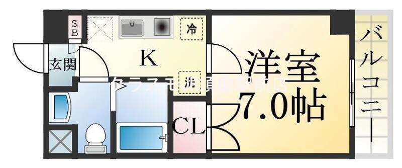 スカイヒル名谷(1K/4階)の間取り写真