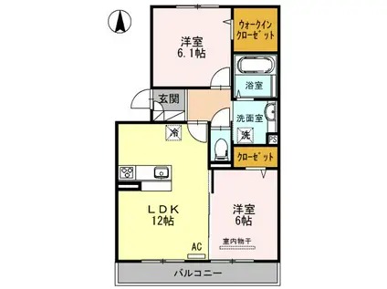 JADEA棟(2LDK/2階)の間取り写真
