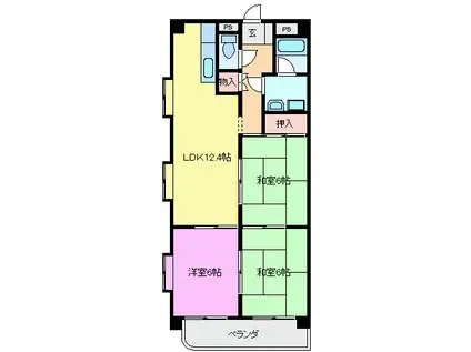 グランメール勝田(3LDK/2階)の間取り写真