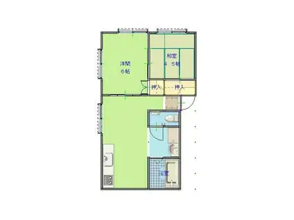 グリーンテラスK1(2DK/1階)の間取り写真