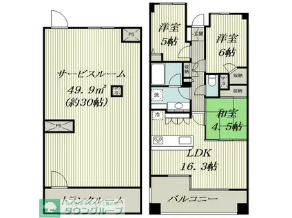 ランドシティ玉川学園ロイヤルテラス(3SLDK/4階)の間取り写真