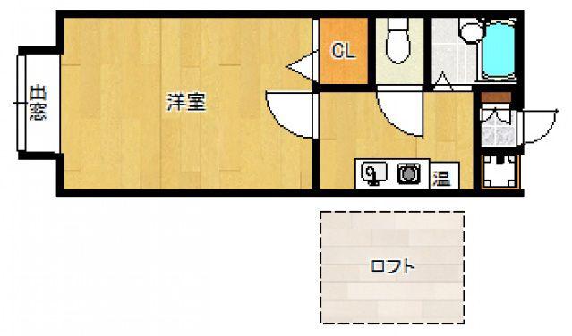 パンシオンヴィラ久留米E棟(1K/2階)の間取り写真