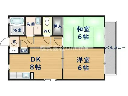 オーキッドハイツII(2DK/2階)の間取り写真