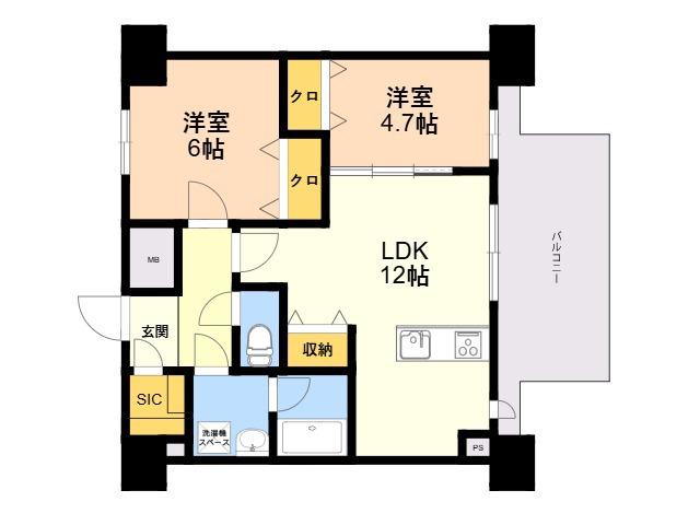 MODERN PALAZZO 博多デュオグランデウエスト(2LDK/8階)の間取り写真