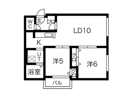 アルシオーネS12(2LDK/1階)の間取り写真