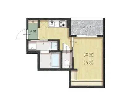 COMFORT三吉南(1K/1階)の間取り写真