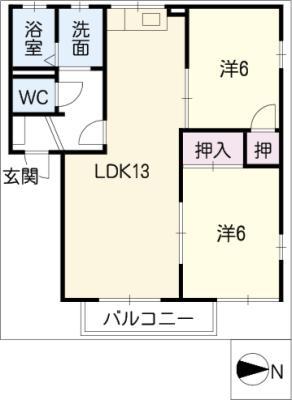エスポアールMIDA A(2LDK/1階)の間取り写真