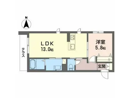フォンテーヌ西紺屋(1LDK/1階)の間取り写真