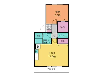 ウエストビレッジ(1LDK/3階)の間取り写真