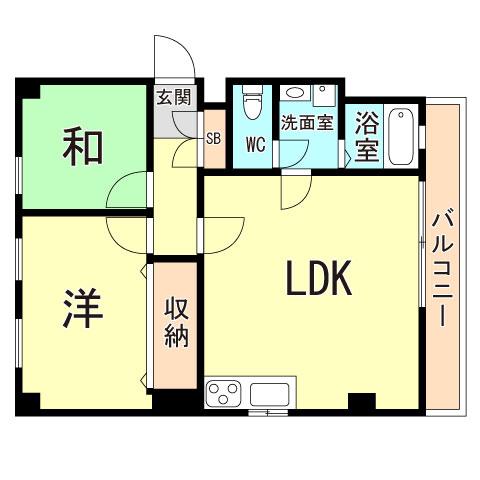 ポコアポコ本山メゾン(2LDK/4階)の間取り写真