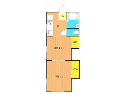 ハウスサンフラワー(2K/2階)の間取り写真