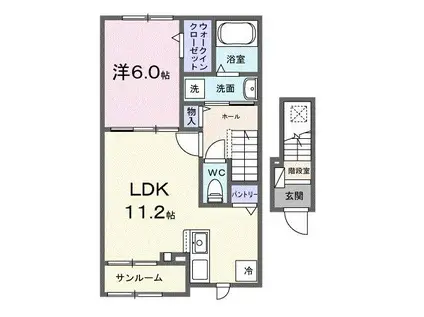 ヒカルサ見付サウスII(1LDK/2階)の間取り写真