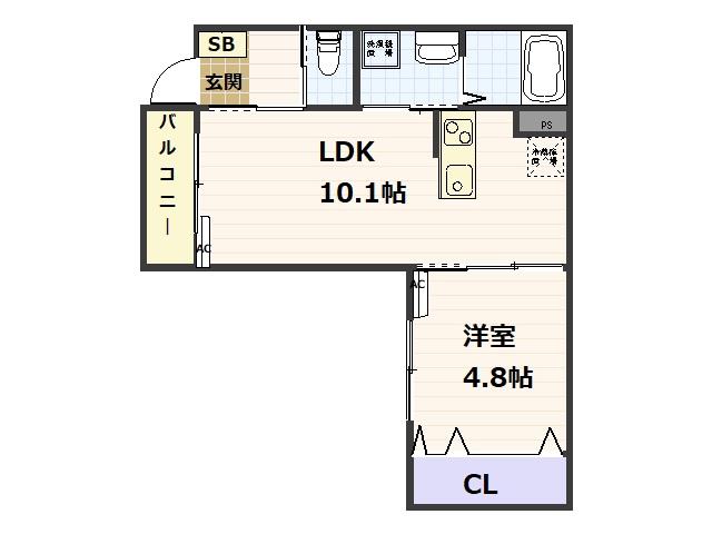 BRILLANTE DIOS(1LDK/1階)の間取り写真